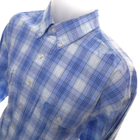 Wrangler George Strait Men's XLT Blue Plaid L/S Button Up Cowboy Shirt - Picture 3 of 8